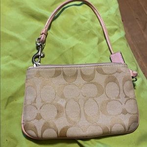 Mini pink and beige coach wallet purse